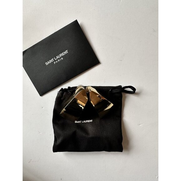 SAINT LAURENT Triangle Moderniste Earrings Vieil Or Laiton Brass Gold - Picture 5 of 6